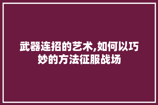 武器连招的艺术,如何以巧妙的方法征服战场 编程语言
