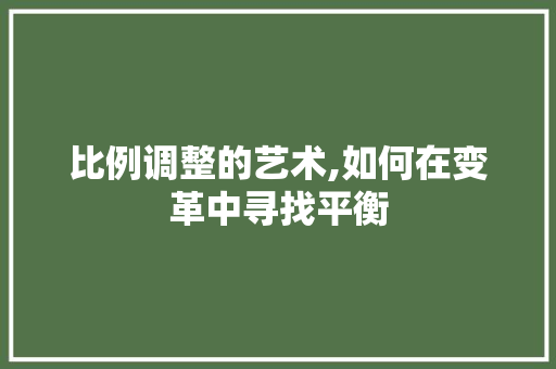 比例调整的艺术,如何在变革中寻找平衡 操作系统
