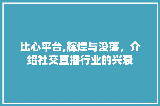 比心平台,辉煌与没落,介绍社交直播行业的兴衰 电脑基础 比心平台,辉煌与没落,介绍社交直播行业的兴衰 电脑基础