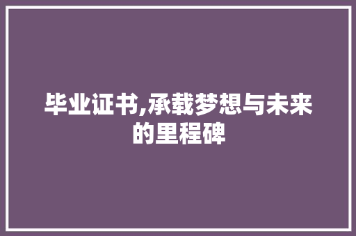 毕业证书,承载梦想与未来的里程碑 编程语言