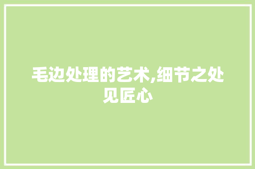 毛边处理的艺术,细节之处见匠心 电脑基础 毛边处理的艺术,细节之处见匠心 电脑基础