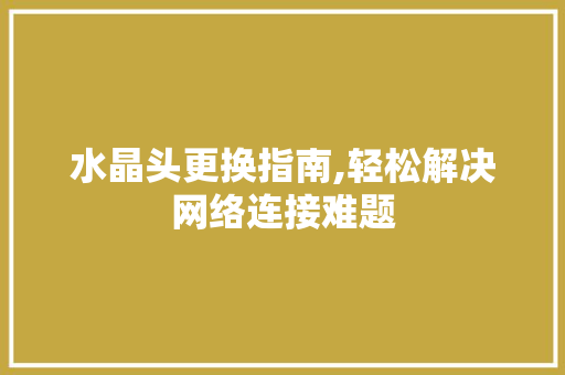 水晶头更换指南,轻松解决网络连接难题 编程语言 水晶头更换指南,轻松解决网络连接难题 编程语言