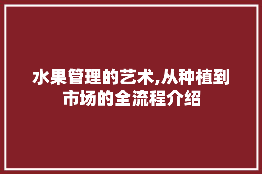 水果管理的艺术,从种植到市场的全流程介绍 电脑配置