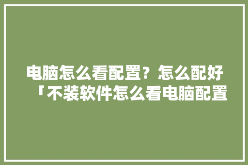 电脑怎么看配置?怎么配好「不装软件怎么看电脑配置信息」 电脑配置 电脑怎么看配置?怎么配好「不装软件怎么看电脑配置信息」 电脑怎么看配置?怎么配好「不装软件怎么看电脑配置信息」 电脑配置