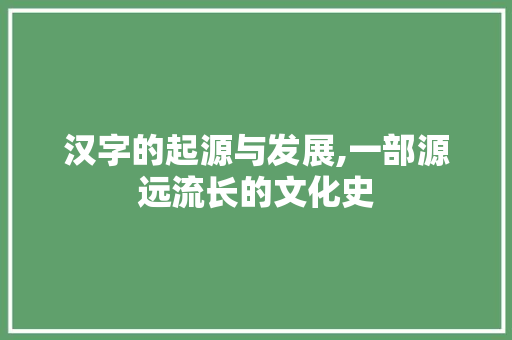 汉字的起源与发展,一部源远流长的文化史 电脑配置