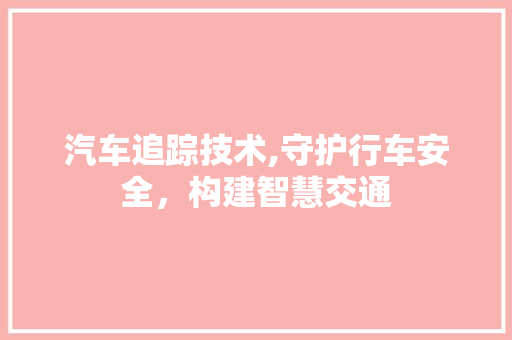 汽车追踪技术,守护行车安全,构建智慧交通 编程语言 汽车追踪技术,守护行车安全,构建智慧交通 编程语言
