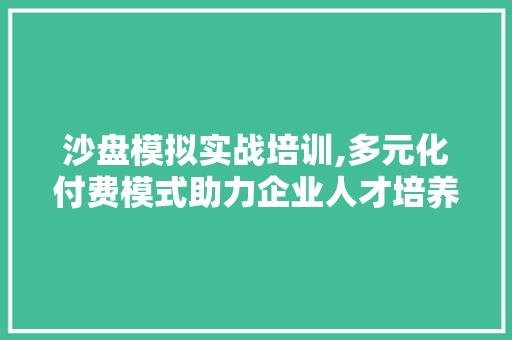 沙盘模拟实战培训,多元化付费模式助力企业人才培养 电脑基础