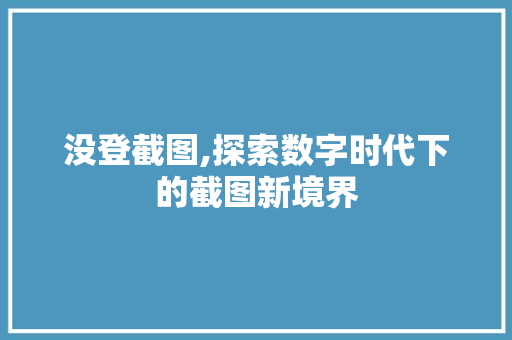 没登截图,探索数字时代下的截图新境界 编程语言