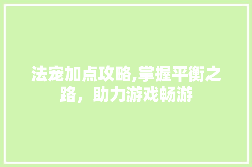 法宠加点攻略,掌握平衡之路，助力游戏畅游 编程语言