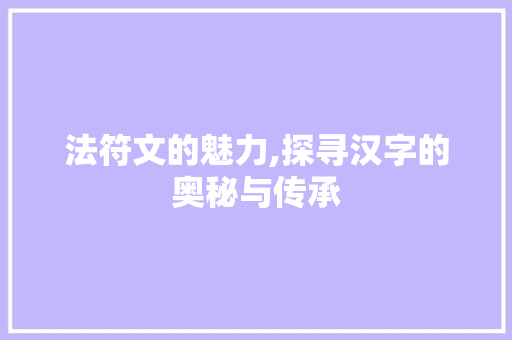 法符文的魅力,探寻汉字的奥秘与传承 电脑配置