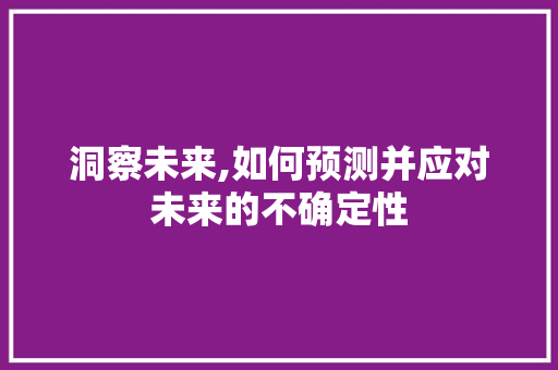 洞察未来,如何预测并应对未来的不确定性 网络技术