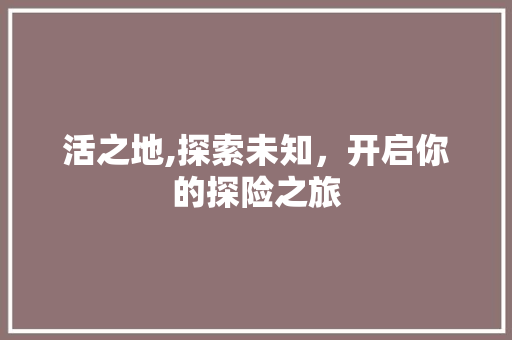 活之地,探索未知，开启你的探险之旅 电脑配置