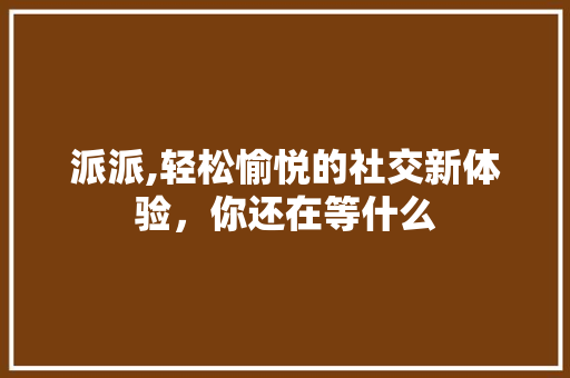 派派,轻松愉悦的社交新体验，你还在等什么 操作系统