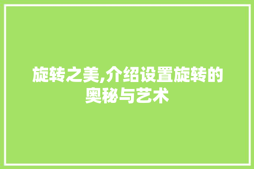 旋转之美,介绍设置旋转的奥秘与艺术