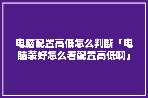 电脑配置高低怎么判断「电脑装好怎么看配置高低啊」