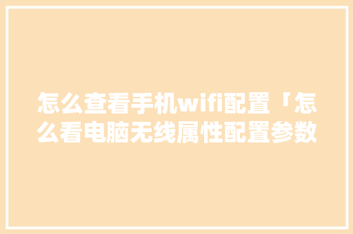 怎么查看手机wifi配置「怎么看电脑无线属性配置参数」