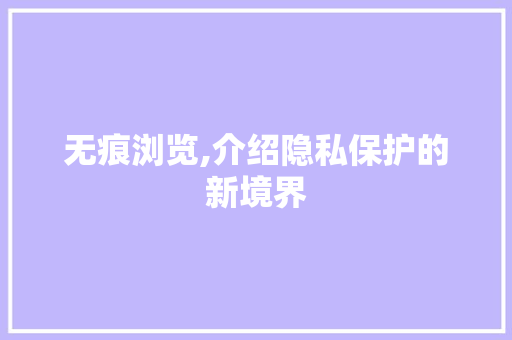 无痕浏览,介绍隐私保护的新境界