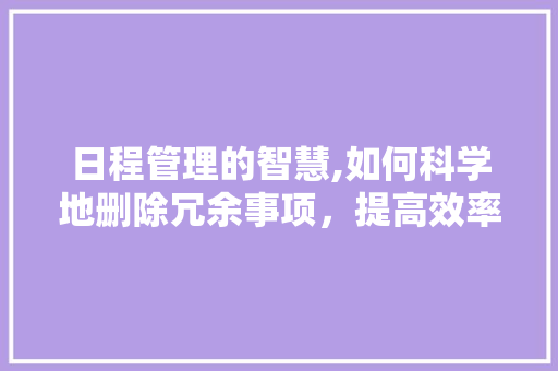 日程管理的智慧,如何科学地删除冗余事项,提高效率与生活质量 日程管理的智慧,如何科学地删除冗余事项,提高效率与生活质量