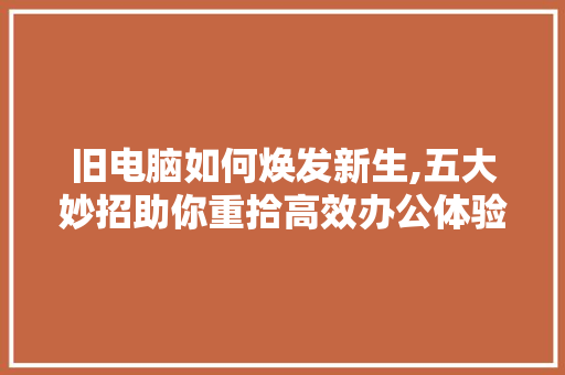 旧电脑如何焕发新生,五大妙招助你重拾高效办公体验