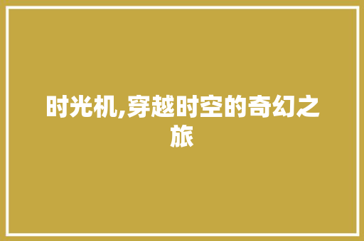 时光机,穿越时空的奇幻之旅 时光机,穿越时空的奇幻之旅