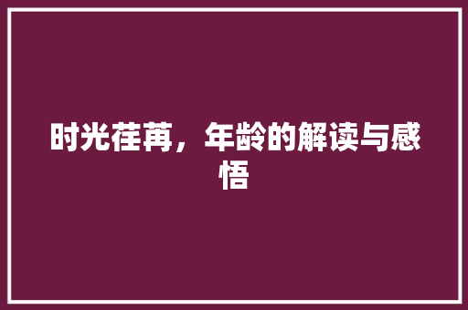 时光荏苒，年龄的解读与感悟