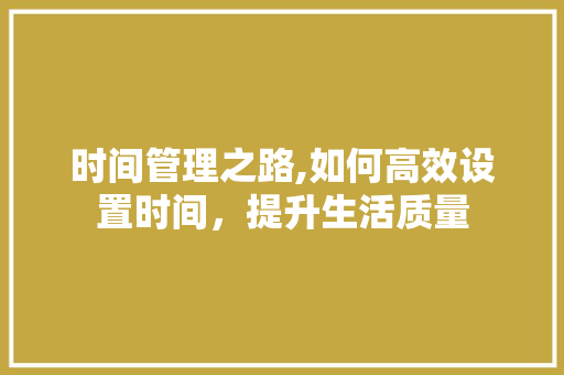 时间管理之路,如何高效设置时间，提升生活质量