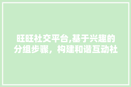 旺旺社交平台,基于兴趣的分组步骤，构建和谐互动社区