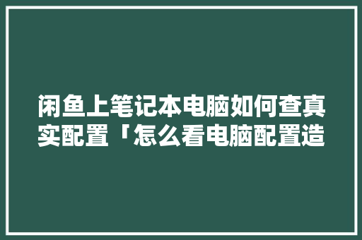 闲鱼上笔记本电脑如何查真实配置「怎么看电脑配置造假了没」 闲鱼上笔记本电脑如何查真实配置「怎么看电脑配置造假了没」 操作系统