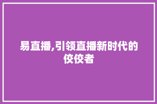 易直播,引领直播新时代的佼佼者 编程语言 易直播,引领直播新时代的佼佼者 编程语言