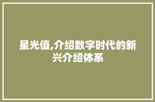 星光值,介绍数字时代的新兴介绍体系 星光值,介绍数字时代的新兴介绍体系