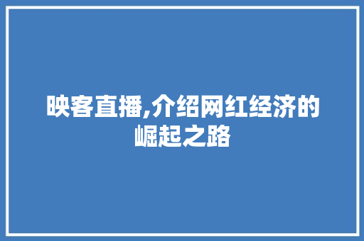 映客直播,介绍网红经济的崛起之路