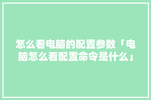 怎么看电脑的配置参数「电脑怎么看配置命令是什么」 怎么看电脑的配置参数「电脑怎么看配置命令是什么」 电脑配置