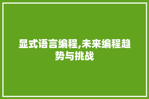 显式语言编程,未来编程趋势与挑战