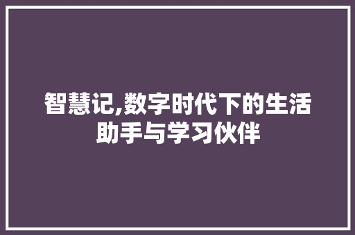 智慧记,数字时代下的生活助手与学习伙伴 智慧记,数字时代下的生活助手与学习伙伴