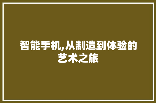 智能手机,从制造到体验的艺术之旅