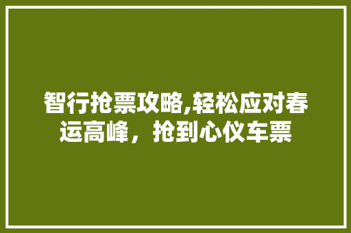 智行抢票攻略,轻松应对春运高峰，抢到心仪车票