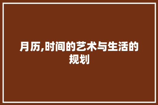 月历,时间的艺术与生活的规划