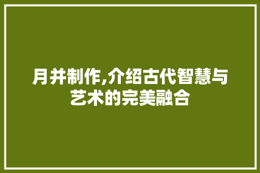 月并制作,介绍古代智慧与艺术的完美融合