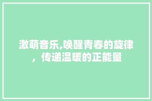 激萌音乐,唤醒青春的旋律，传递温暖的正能量 电脑基础