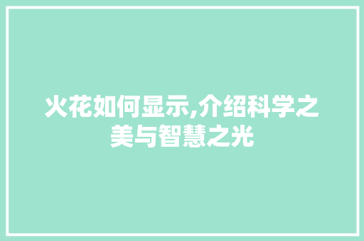 火花如何显示,介绍科学之美与智慧之光 电脑故障维修 火花如何显示,介绍科学之美与智慧之光 电脑故障维修