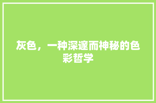 灰色，一种深邃而神秘的色彩哲学 电脑故障维修