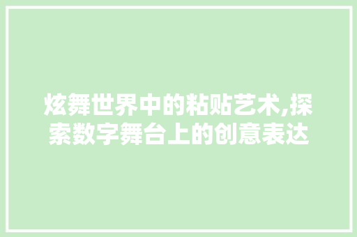 炫舞世界中的粘贴艺术,探索数字舞台上的创意表达 操作系统