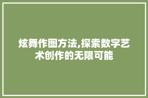 炫舞作图方法,探索数字艺术创作的无限可能 电脑故障维修