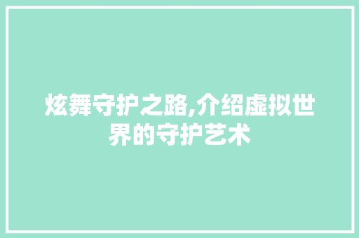 炫舞守护之路,介绍虚拟世界的守护艺术 操作系统