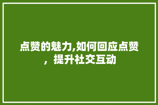 点赞的魅力,如何回应点赞,提升社交互动 网络技术 点赞的魅力,如何回应点赞,提升社交互动 网络技术