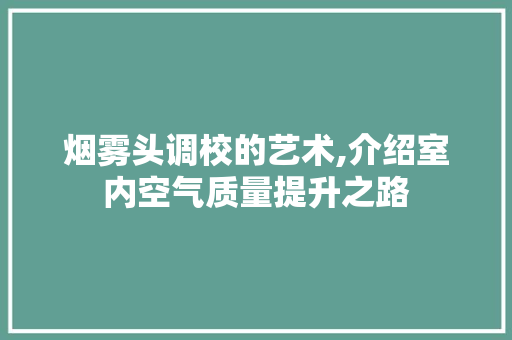 烟雾头调校的艺术,介绍室内空气质量提升之路 电脑基础