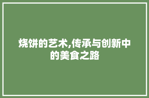 烧饼的艺术,传承与创新中的美食之路 电脑基础