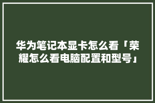 华为笔记本显卡怎么看「荣耀怎么看电脑配置和型号」 华为笔记本显卡怎么看「荣耀怎么看电脑配置和型号」 电脑故障维修
