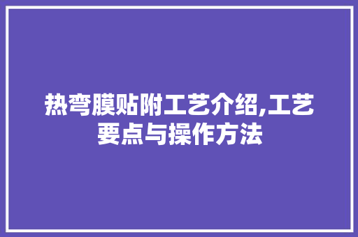 热弯膜贴附工艺介绍,工艺要点与操作方法 网络技术