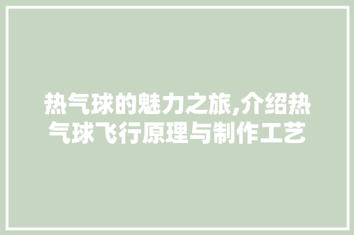 热气球的魅力之旅,介绍热气球飞行原理与制作工艺 电脑故障维修